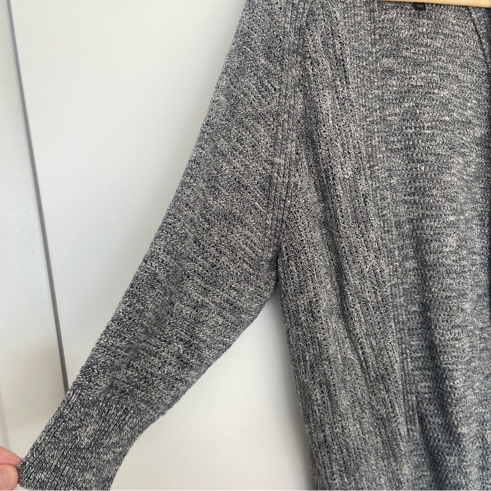 BANANA REPUBLIC MELANGE GREY CHARCOAL OPEN KNIT COTTON CARDIGAN - Picture 5 of 11